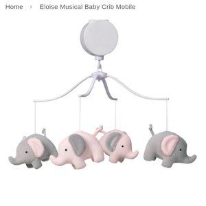 Pink and gray elephant crib mobile